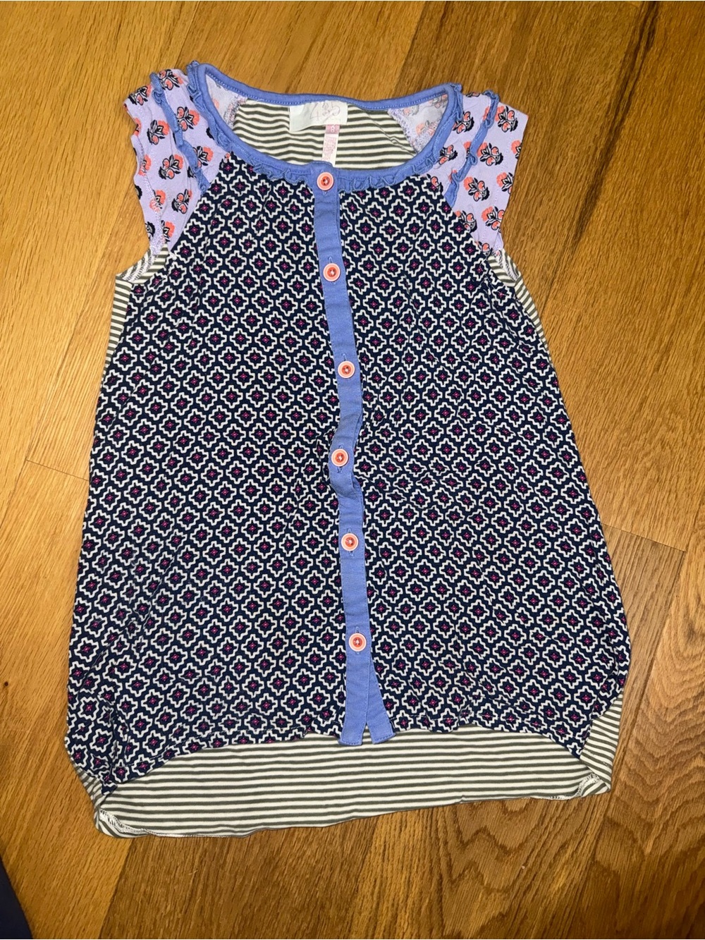 Matilda Jane Navy, Lavender & Pink Patterned Button-Front Tank